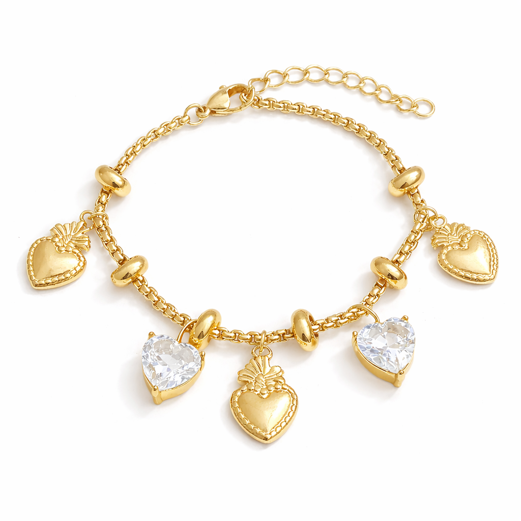 The Gold Summer Devotion Heart Charm Bracelet