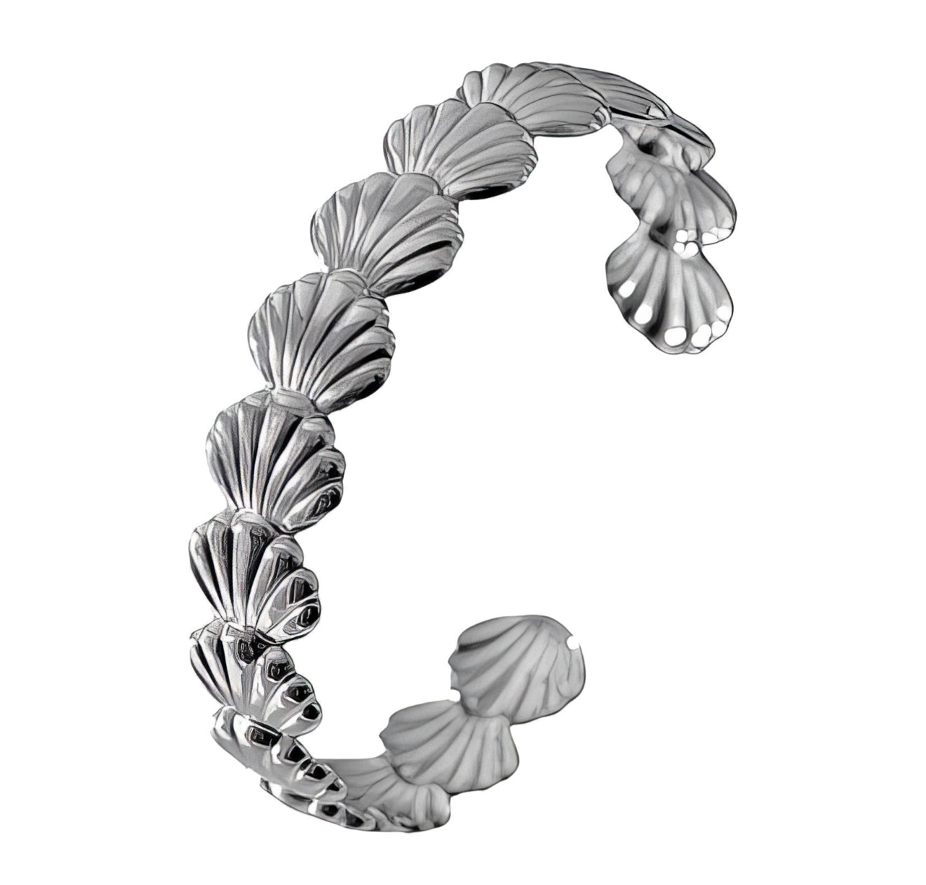 The Silver Seafoam Shell Bangle