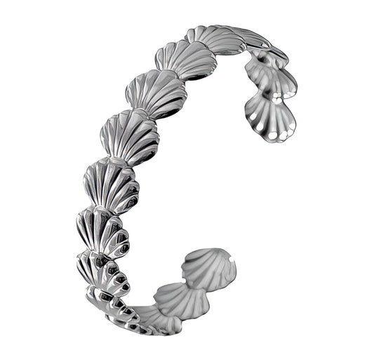The Silver Seafoam Shell Bangle