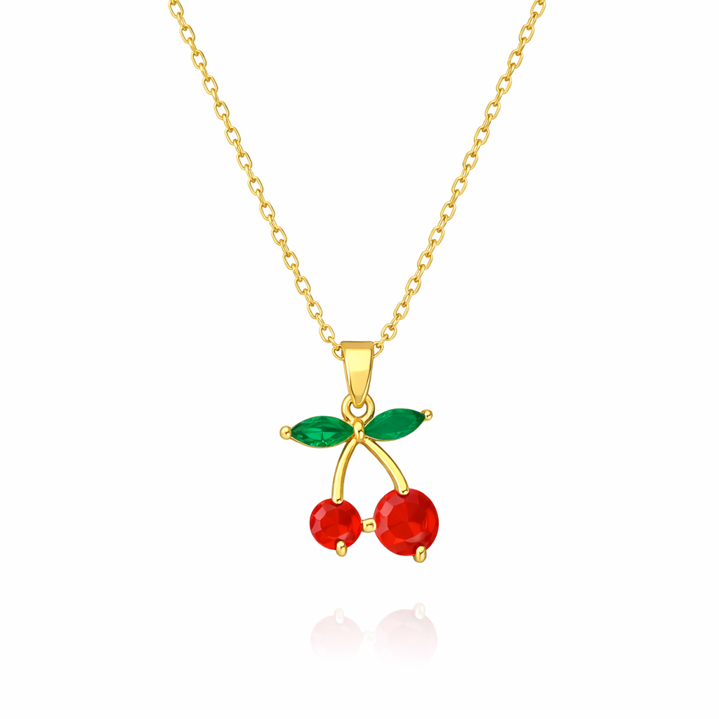 The Gold Cherry Crystal Pendant Necklace