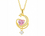 The Gold Rosé Pink Dreamy Heart Drape Moon Necklace