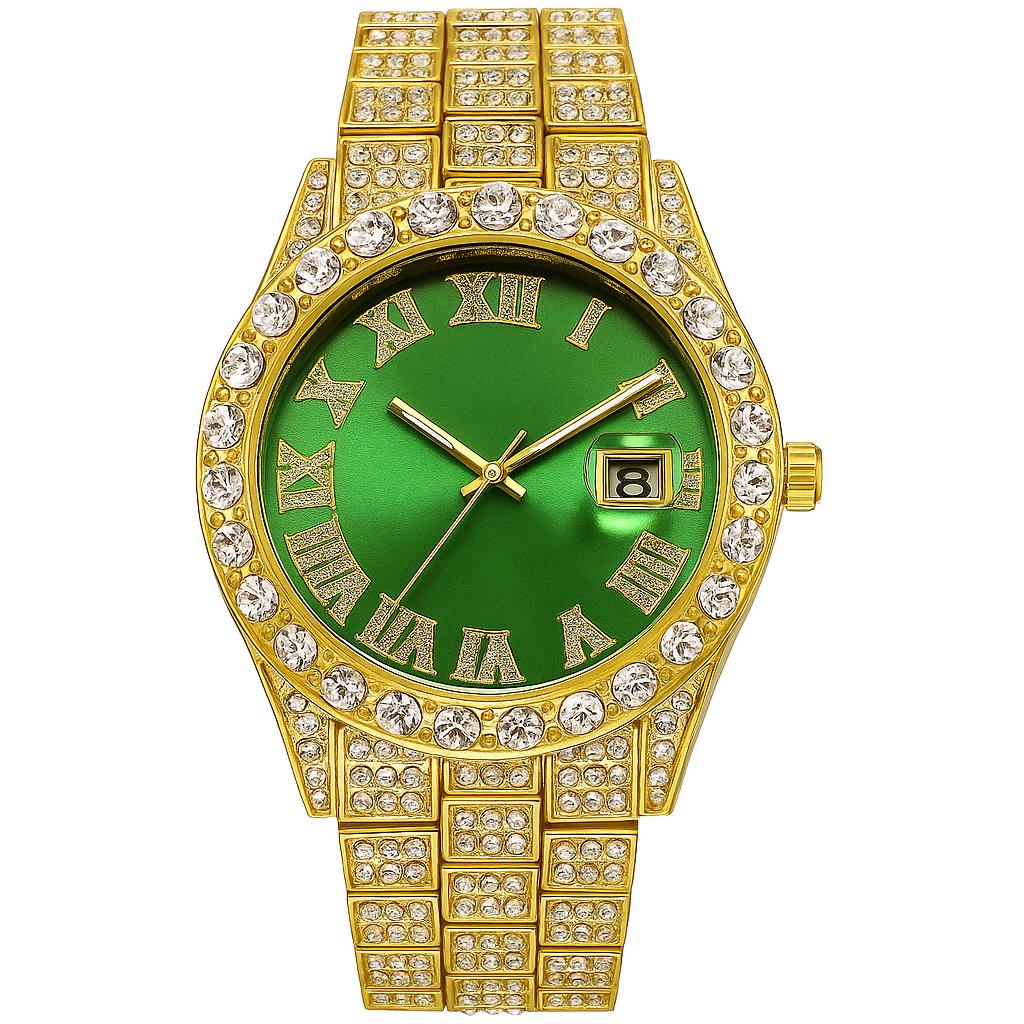 The Gold Limited Edition Grinch Green Bling Face Watch
