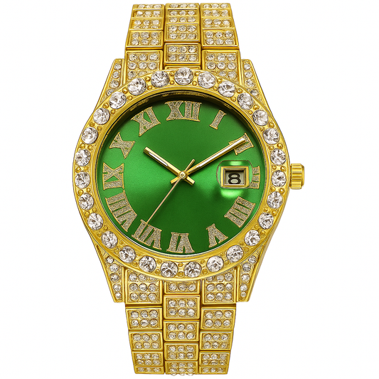 The Gold Limited Edition Grinch Green Bling Face Watch