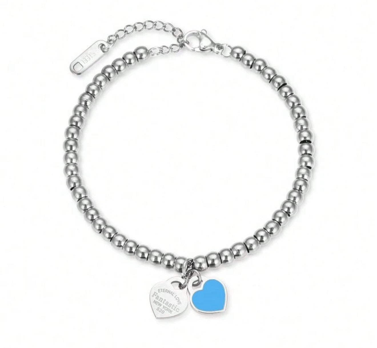 The Silver Blue Forever Love New York Beaded Bracelet
