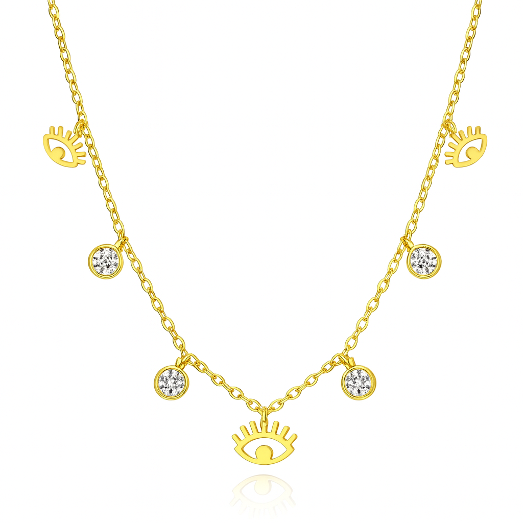The Gold Dainty Evil Eyes On You Necklace