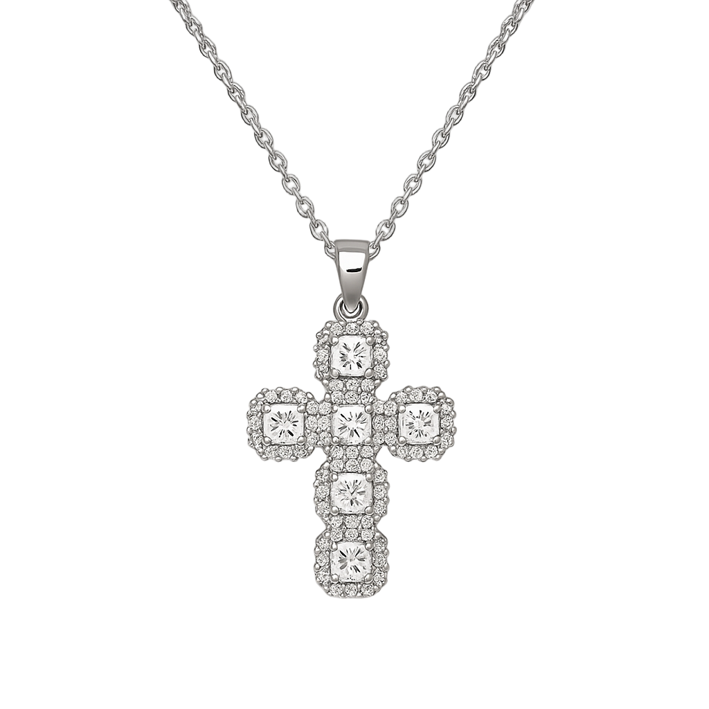The Silver Divine Halo Cross Necklace