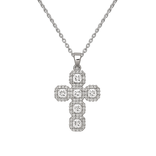 The Silver Divine Halo Cross Necklace