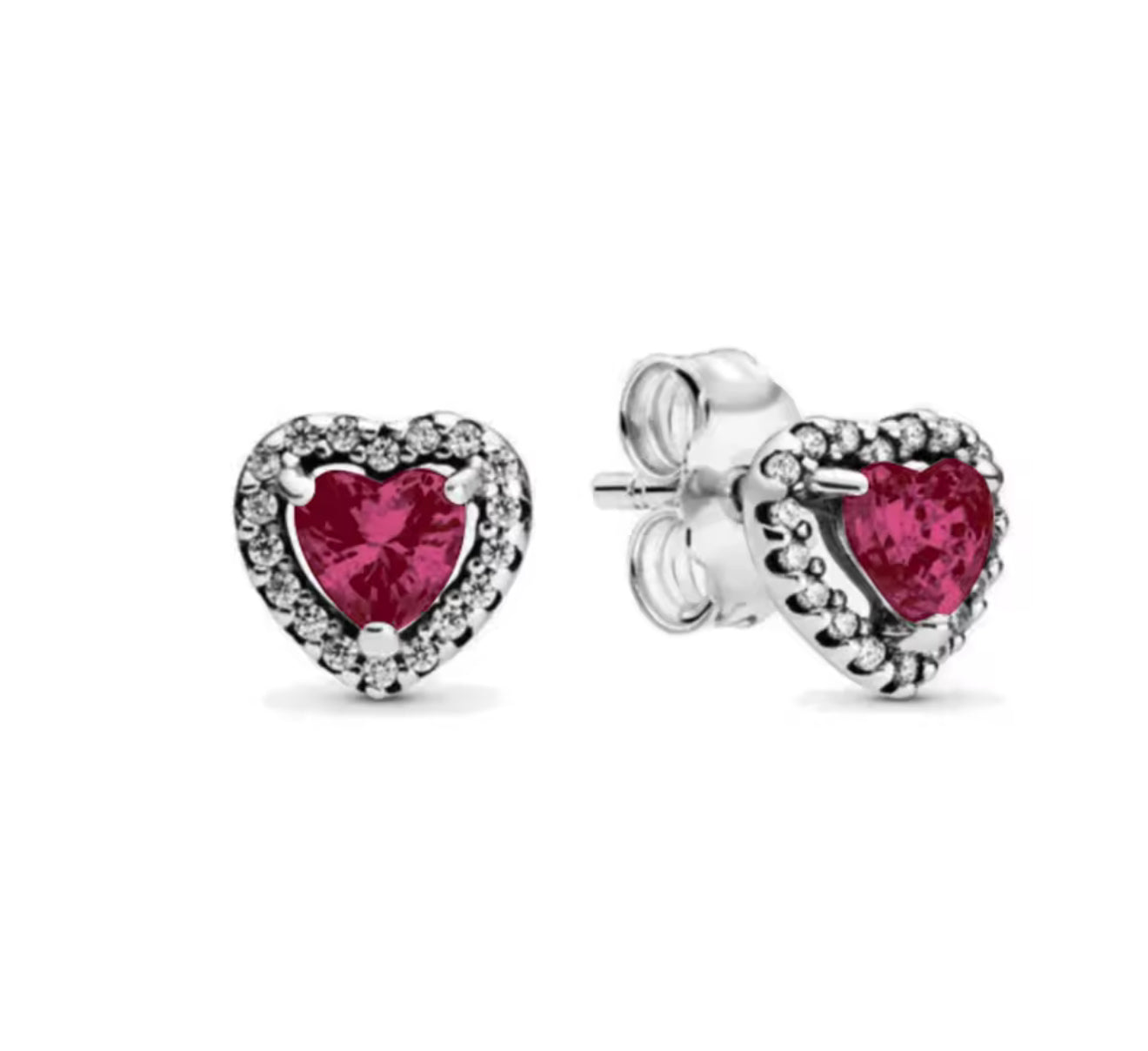 The Silver Ruby Red Celestial Heart Studs