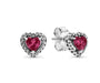 The Silver Ruby Red Celestial Heart Studs