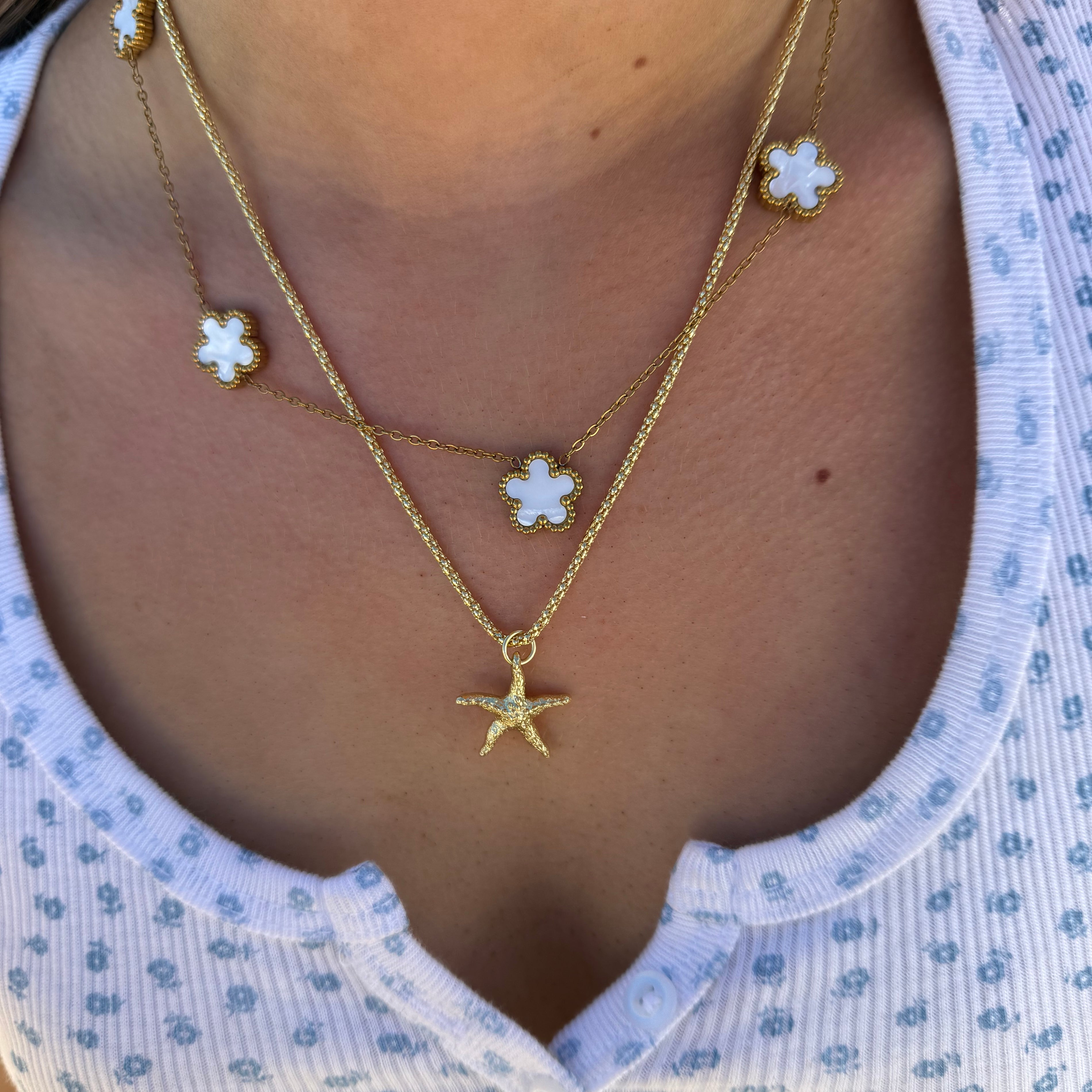 The 18k Gold Plaited Beachy Starfish Necklace