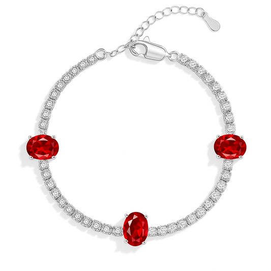 The Silver Ruby Red Sparkling Diamanté Arya Tennis Bracelet