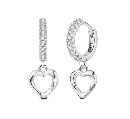 The Silver Glitter Love Heart Huggies