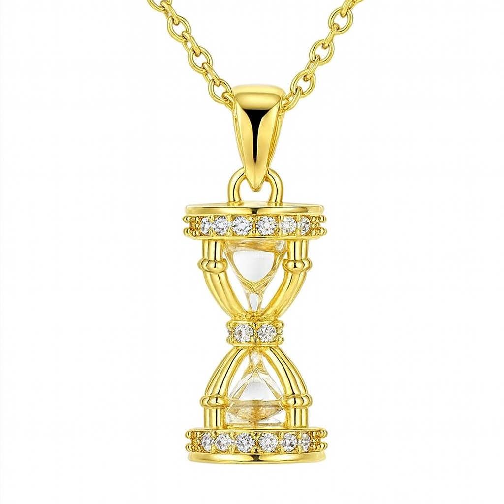 The Gold Endless Time Hourglass Sand Timer Necklace