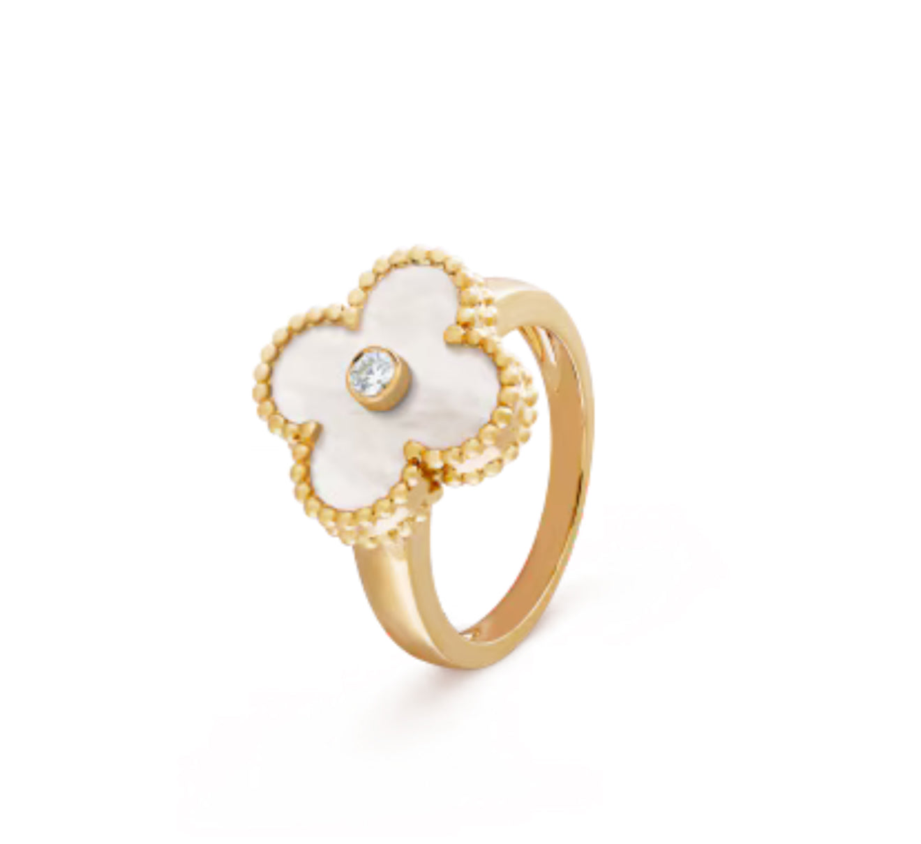 The Gold White Opal Snow Flower Ring