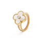 The Gold White Opal Snow Flower Ring