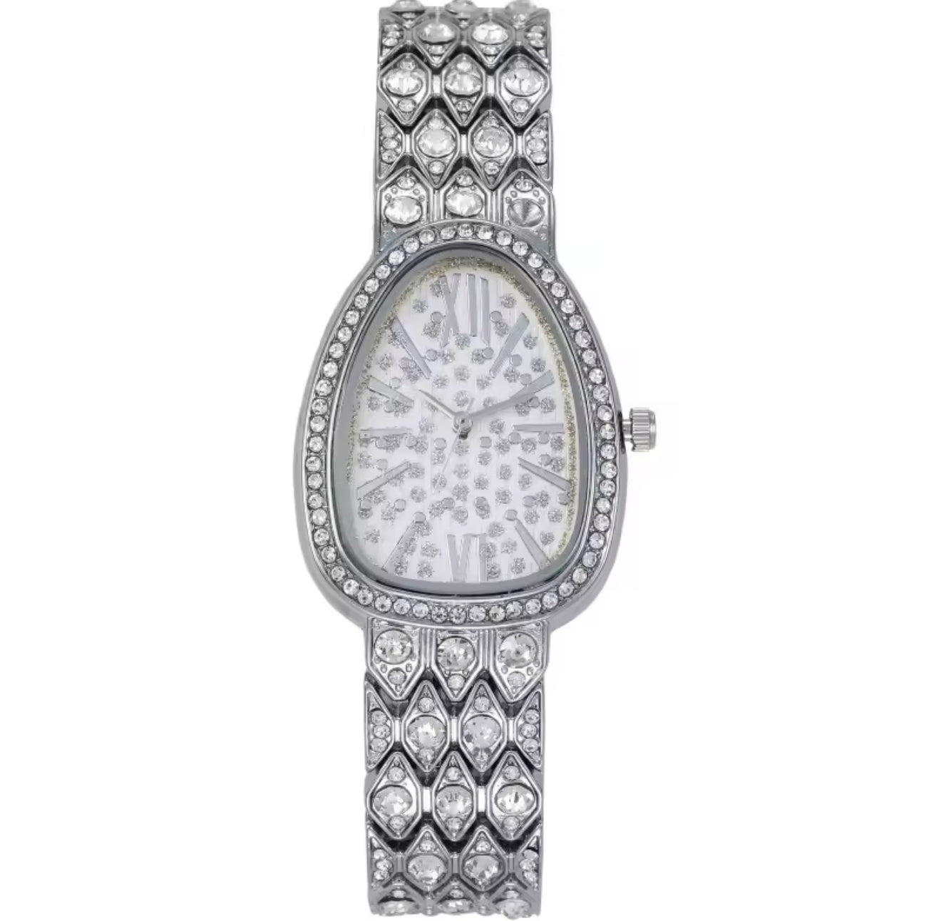 The Silver Diamanté Mosaic Hour Watch