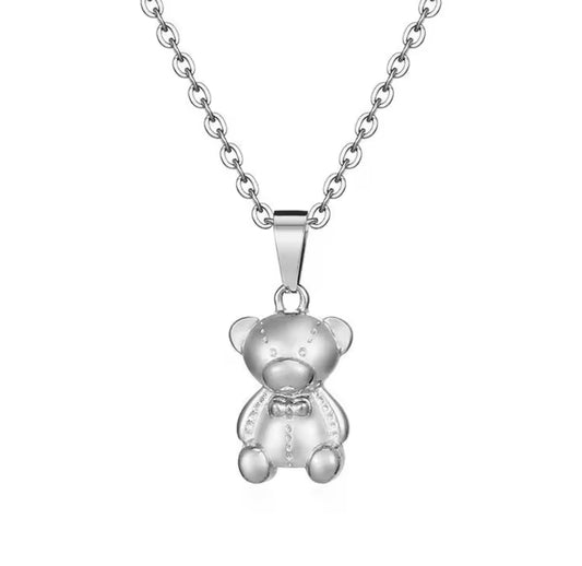 The Silver Teddy Bear Wishes Necklace