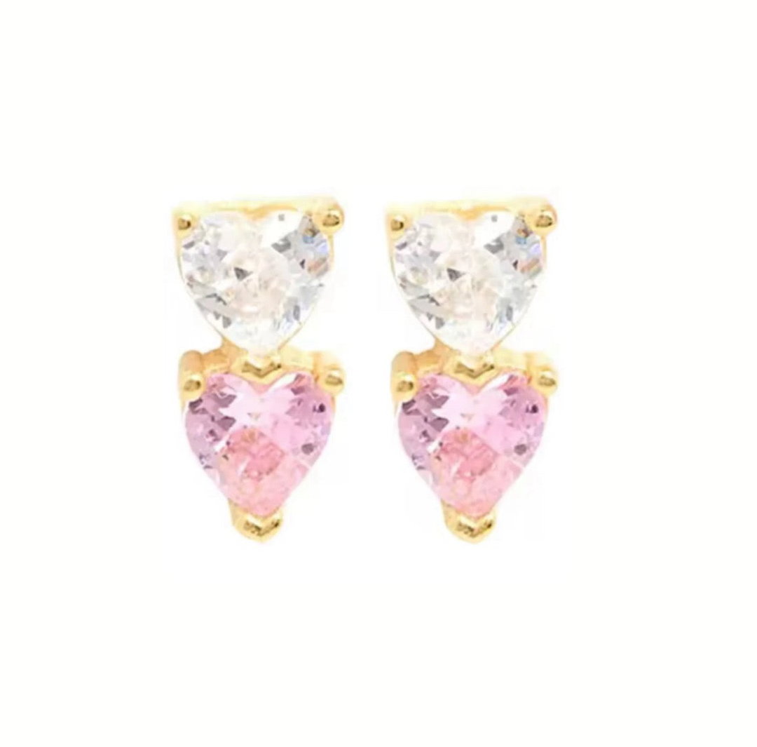 The Gold Heart Duo Drop Studs