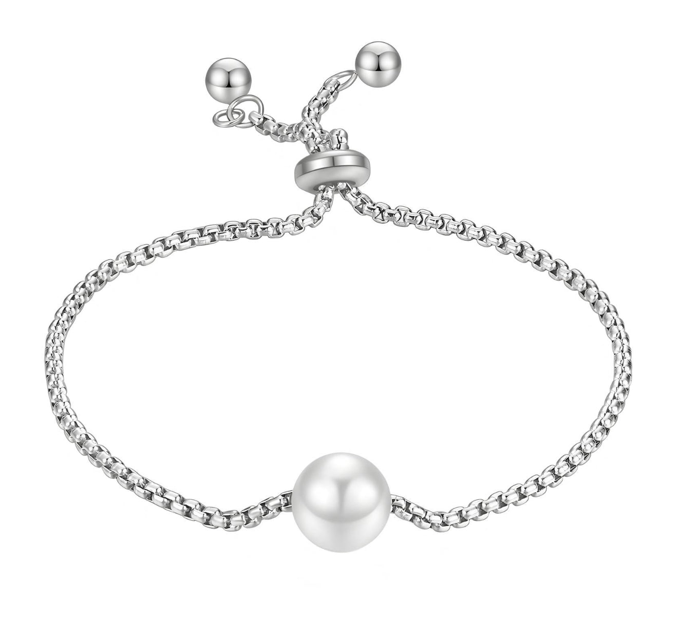 The Silver Dainty Pearl Whisper Bracelet