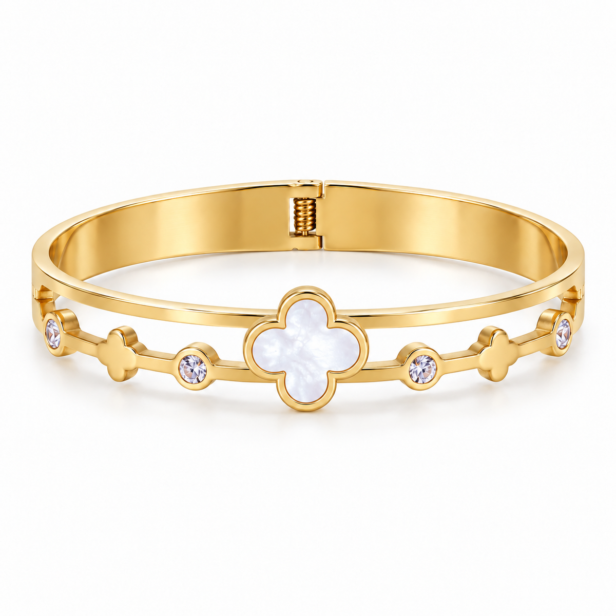 The Gold Blanc Ivy Clover Bangle