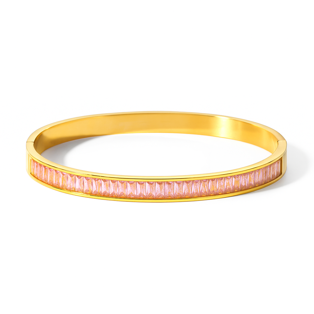 The Gold Sparkling Blushing Rose Bangle