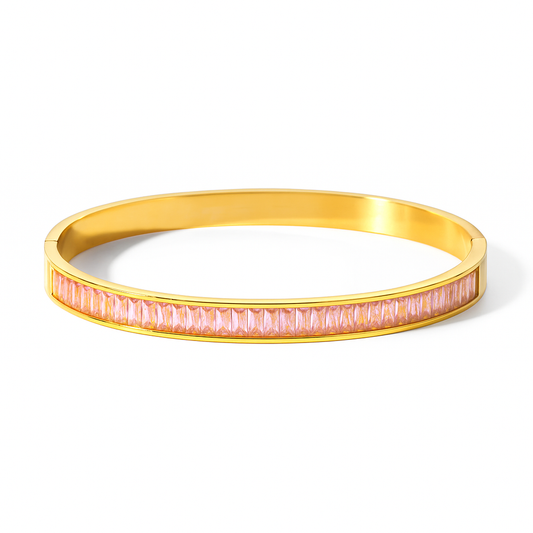 The Gold Sparkling Blushing Rose Bangle