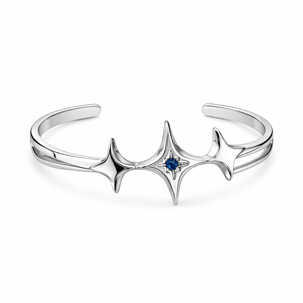 The Silver Chunky Midnight Blue North Star Bangle