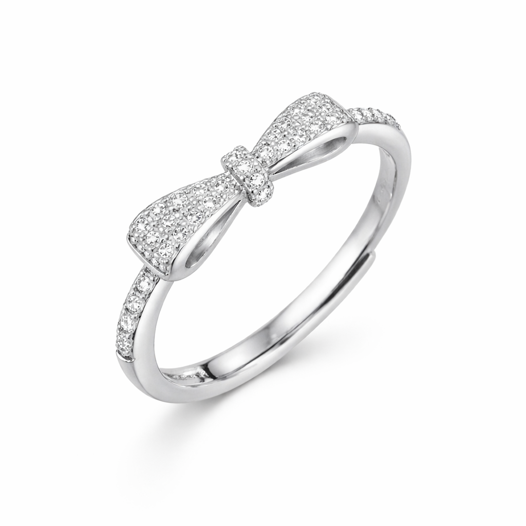 The Silver Isabella Étoile Bow Diamond Whisper Ring
