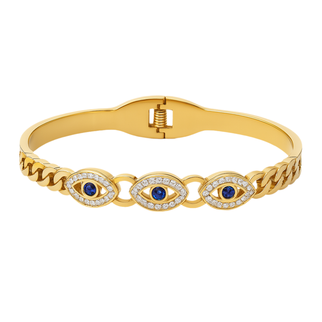 The Gold Evil Eye Of Protection Bangle
