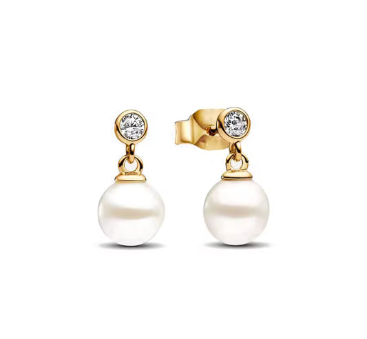 The Golden Coastal Glow Pearl Studs - Pre-Order