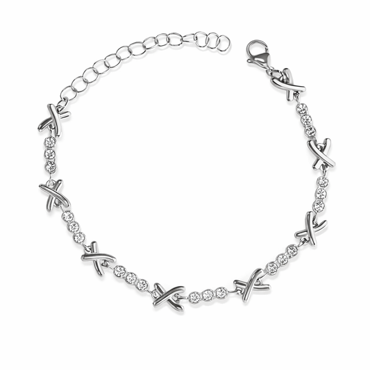 The Silver Sparkling Gemma Kiss Tennis Bracelet