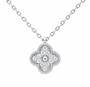The Silver Sparkling Fortuna Bloom Clover Flower Necklace