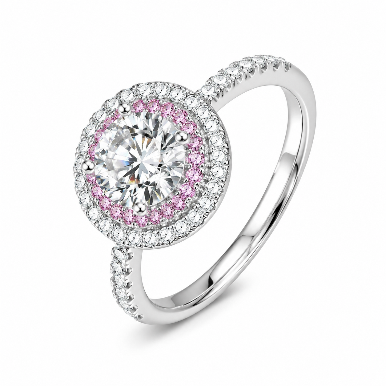 The Silver Sparkling Pink Glitter Ball Adjustable Ring