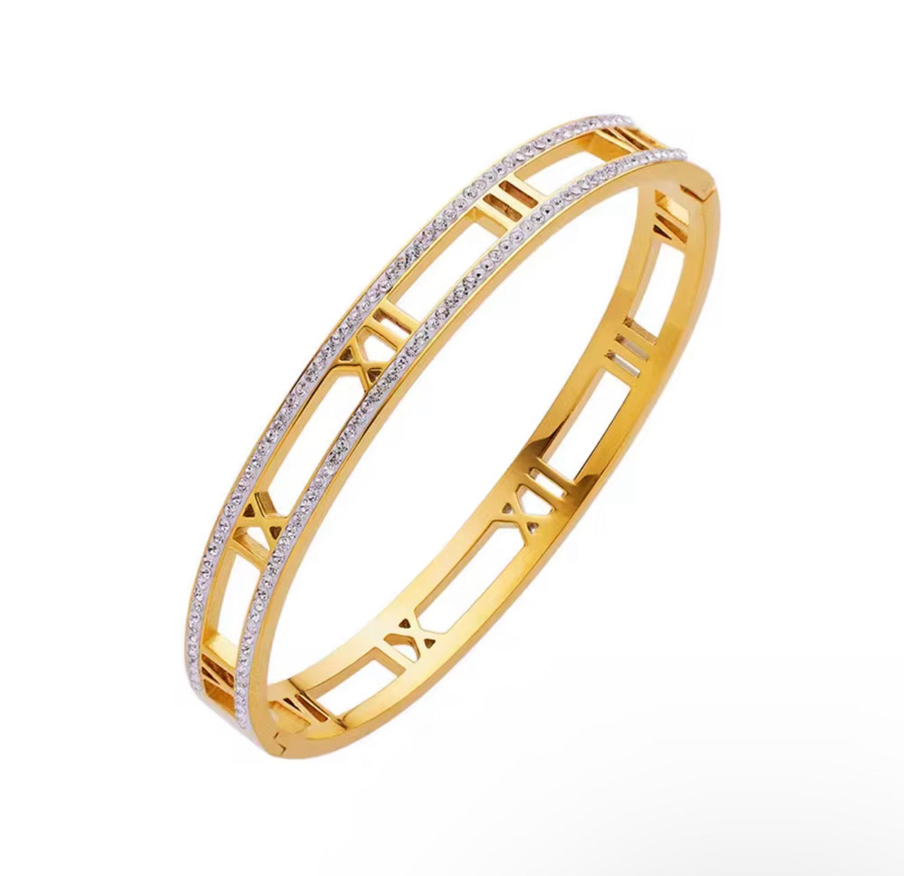 The Gold Roman Numeral Bling Bangle