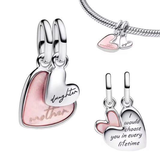 The Mum & Daughter Every Lifetime Heart Charm Set