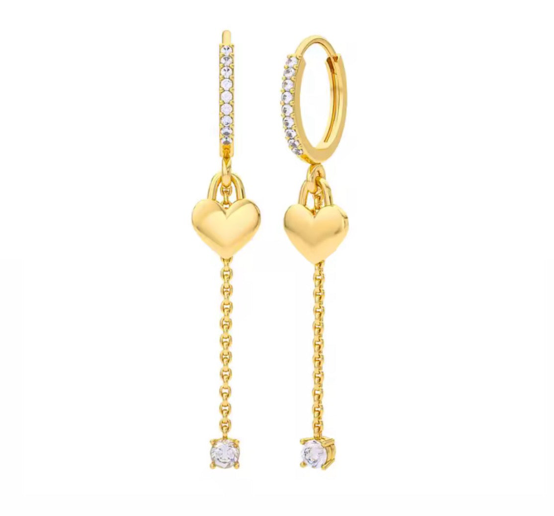 The Gold Heart Strings Dangle Drop Earrings