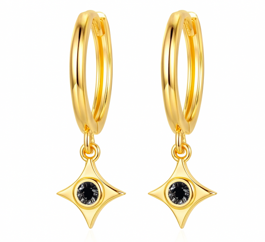 The Gold Celeste Midnight Star Hoop Earrings