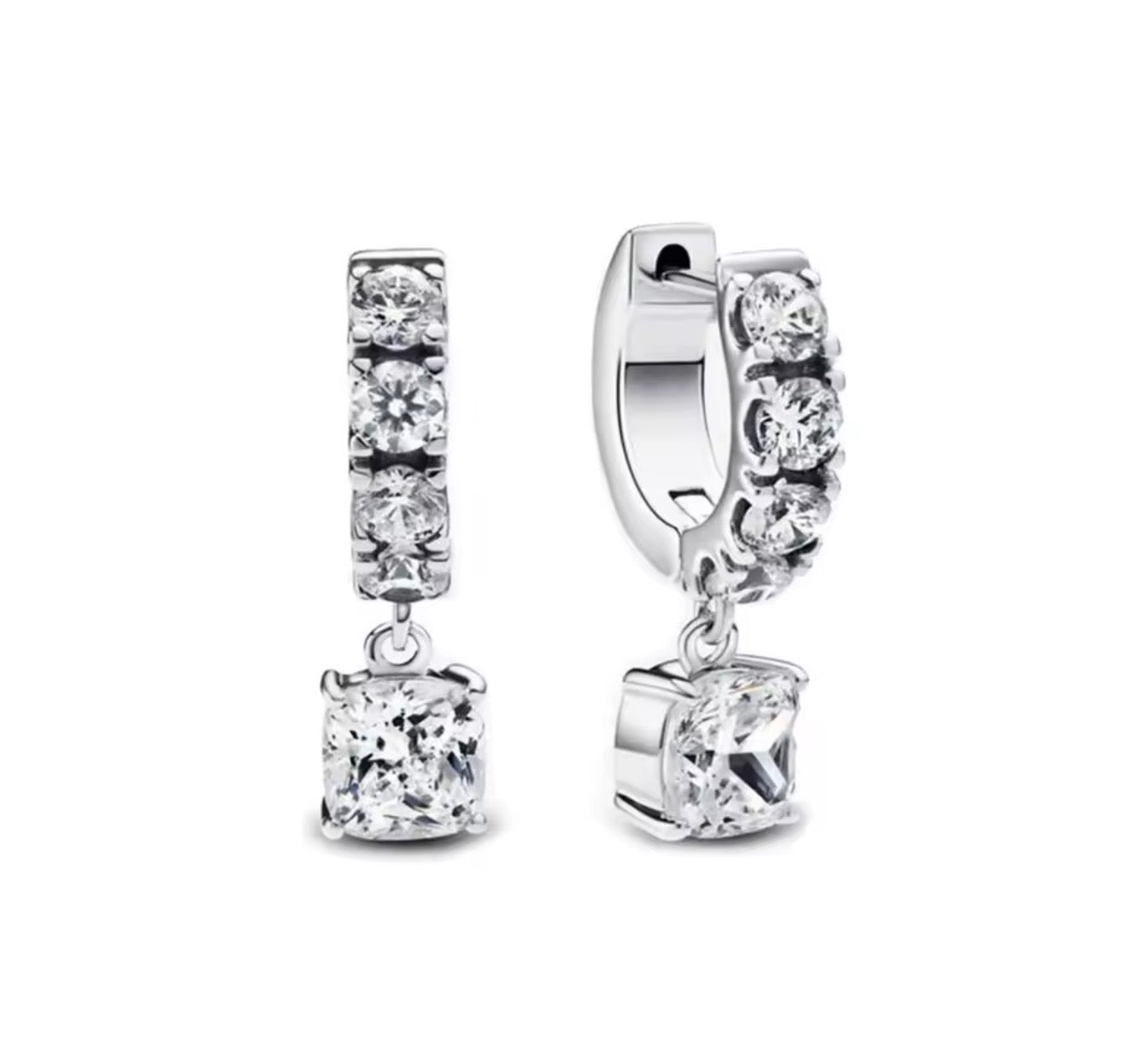 The Silver Sparkling Cluster Diamanté Square Huggies