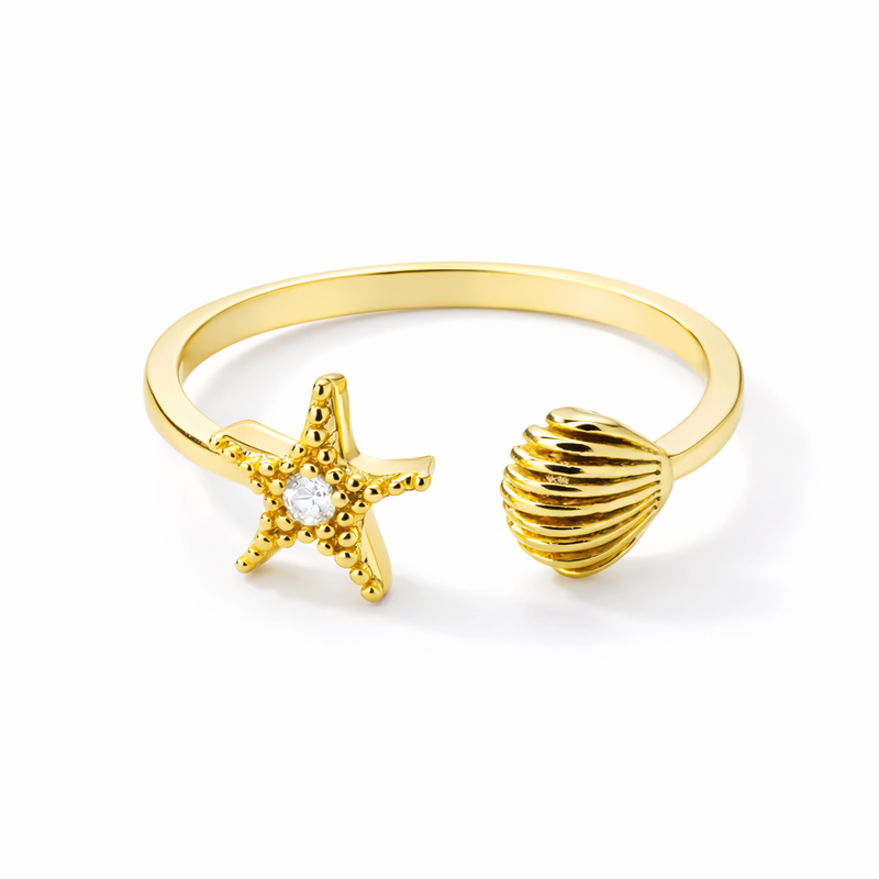 The Gold Limited Edition Marina Star & Shell Adjustable Ring