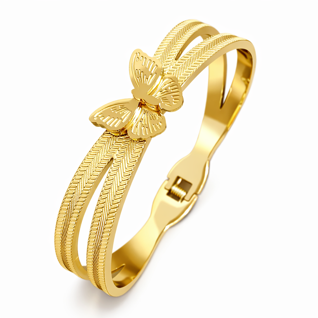 The Gold Chunky Silhouette Butterfly Cuff Bangle