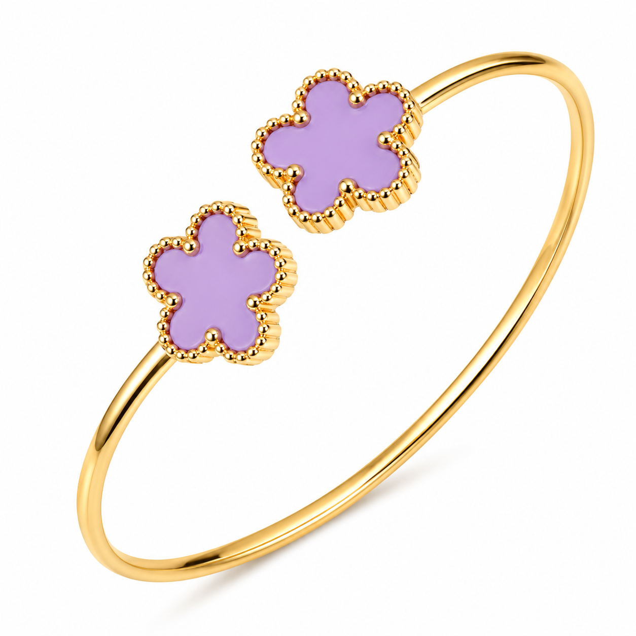 The Gold Purple Aura Duo Clover Bangle