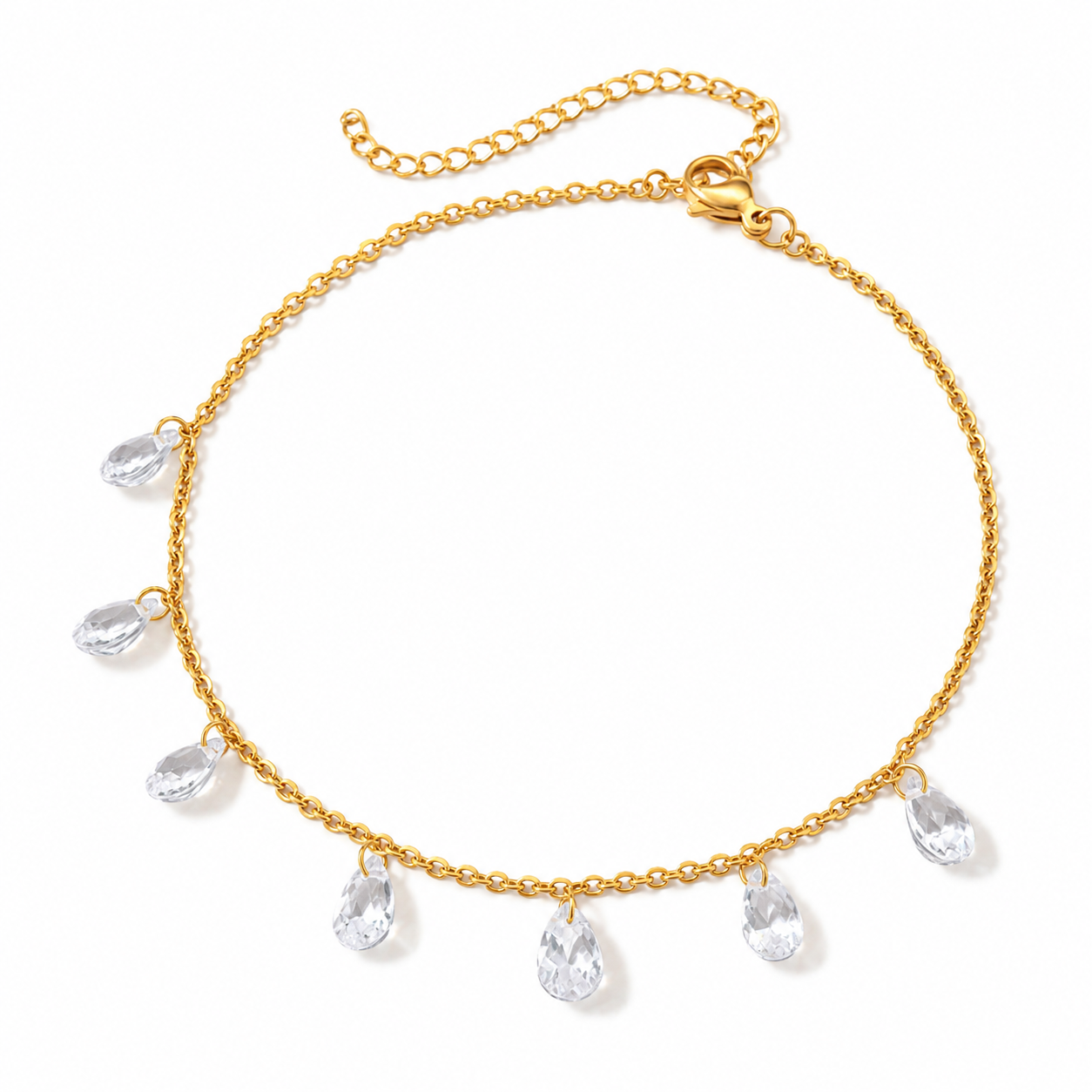 The Gold Clear Water Droplet Anklet
