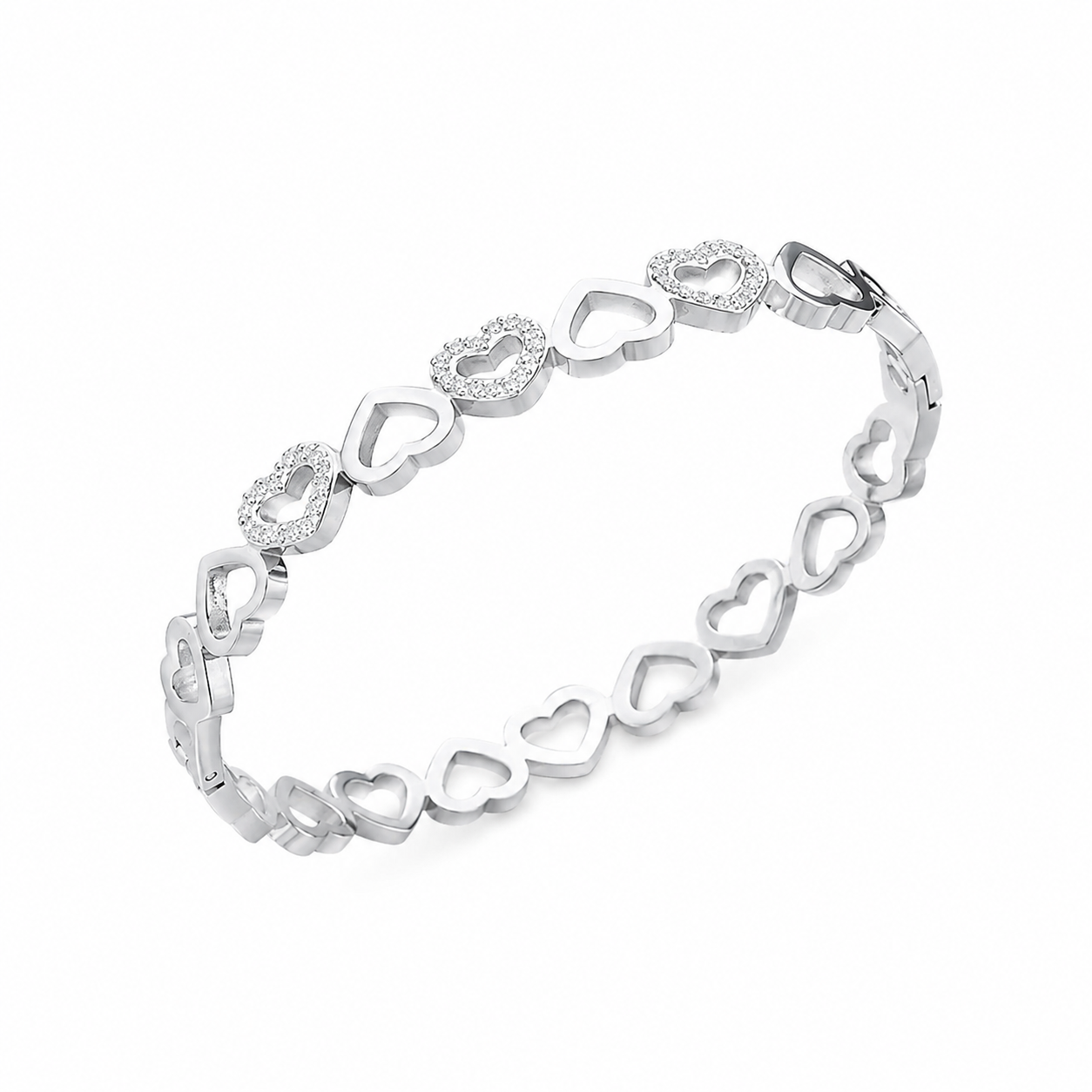 The Silver Melanie Heart Bangle