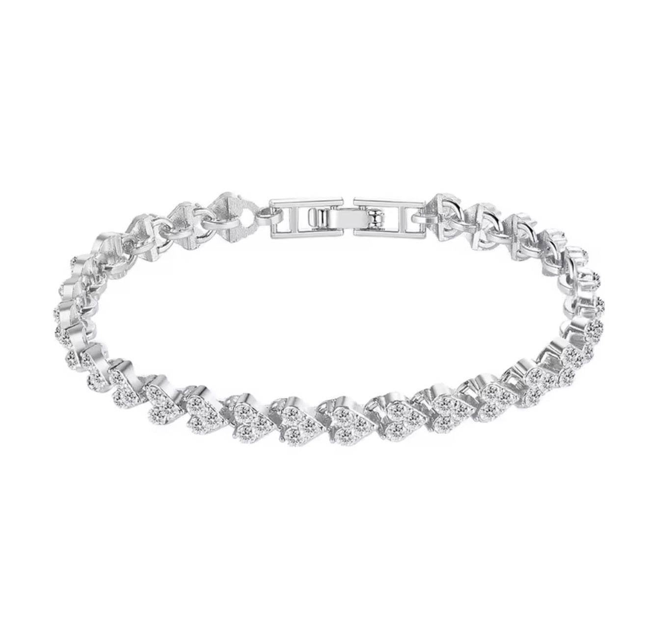 The Silver Ari Hearts Tennis Bracelet