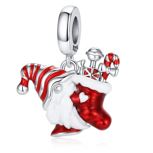 The Silver Magical Santas Stocking  Charm