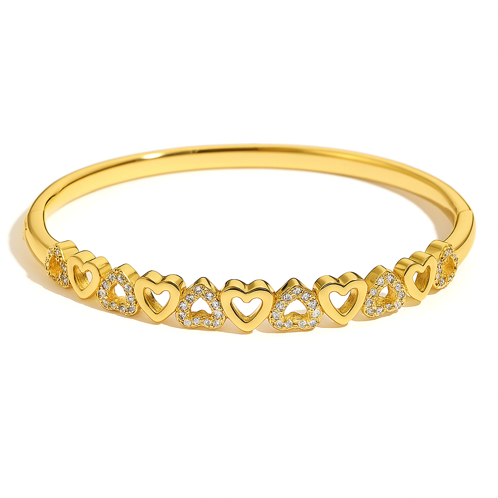 The Gold Sparkling Lustré Valentina Hearts Bangle