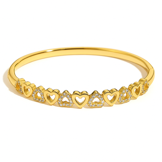 The Gold Sparkling Lustré Valentina Hearts Bangle
