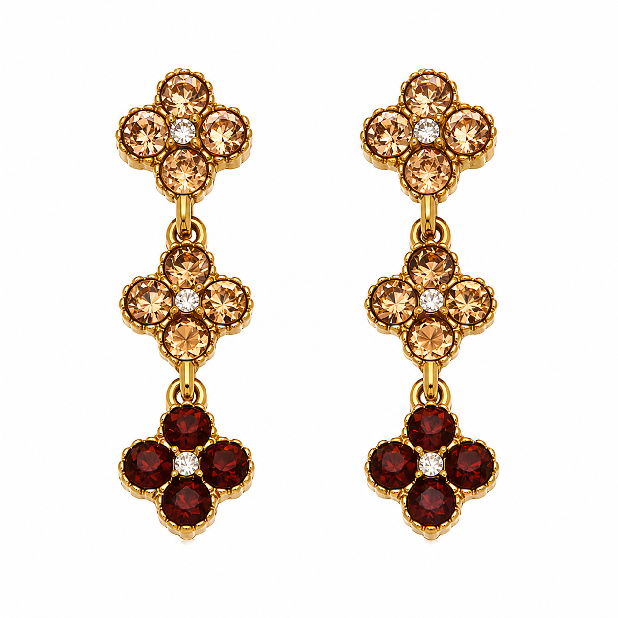 The Gold Sahara Clover Dangle Stud Earrings