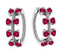 The Silver Large Ruby Red Bow Hoop Earrings