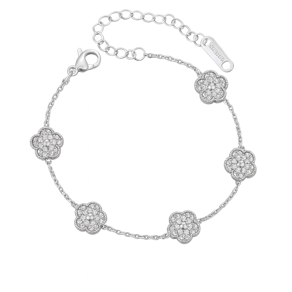 The Silver Sparkling Mini Flower Bloom Bracelet